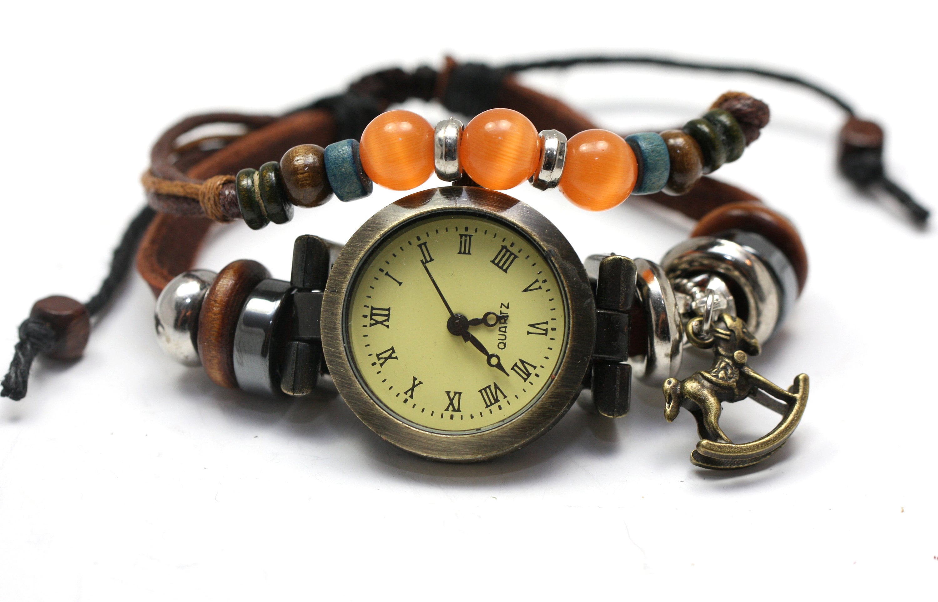 Schwarzes Leder Uhrenarmbänder, 28mm Uhr Band, Vintage Herren