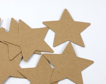 20 Kraftpapier Geschenkanhänger Stern Star Kraft