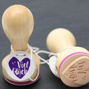 Viel Glück* Stempel rund Holzstempel 32mm