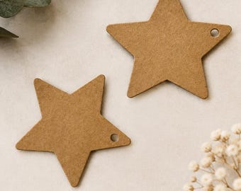 20 Kraft paper gift tags, star shape, 6 cm