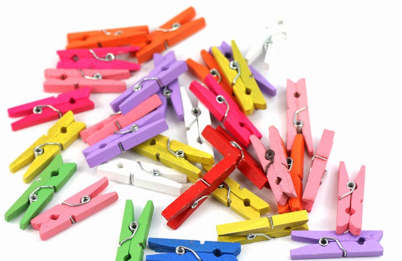 24 x Colorful Mini Clothespins Wood MIX 2