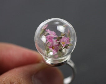 Ring-Set 2 hollow glass bead silver 20 mm