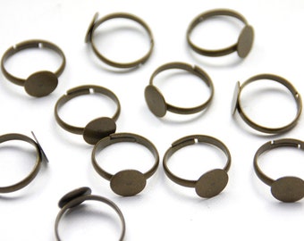 4 Ringrohlinge bronzefarben 17mm Klebefläche Ring