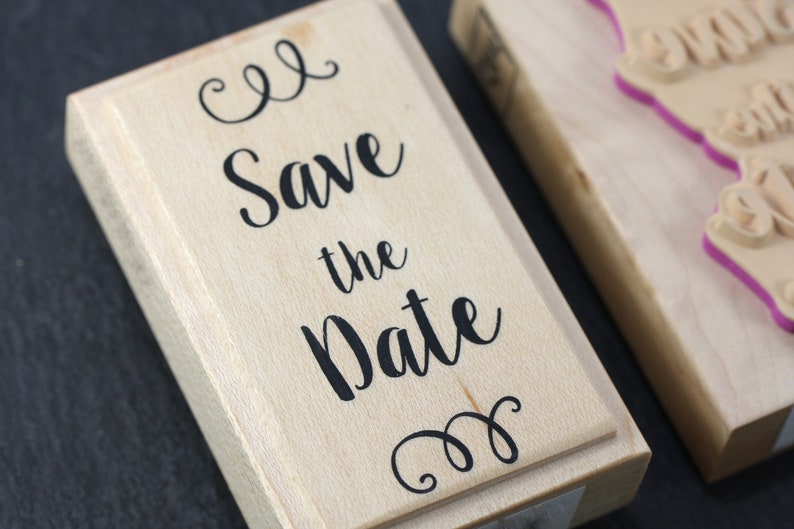 Save the Date 1 Stamp Wooden Wedding Temple image 1
