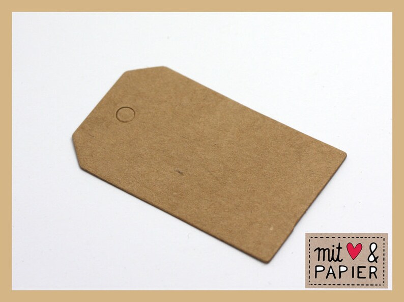 20 Kraftpapier Mini Anhänger 3x5cm eckig kraft Bild 3