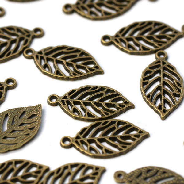 5 x pendentif en filigrane Antique Leaf II en bronze