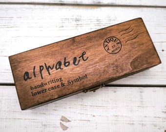 42 Stamps Handwriting abc Lowercase Alphabet & Symbols Letters SET