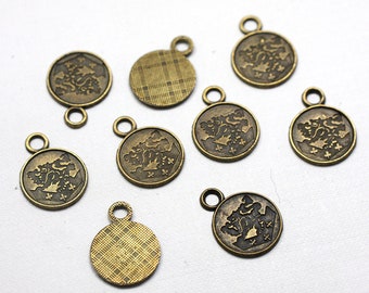 6 x Medallion Anhänger bronzefarben Wappen
