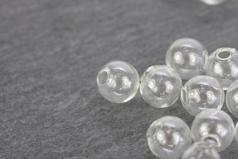 12 x Hohlperlen 10mm 1-Loch klar Glasperle NEU Bild 3