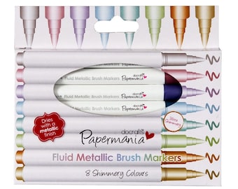 Marker Pen Set with 8 Metallic Marker Brush Markers