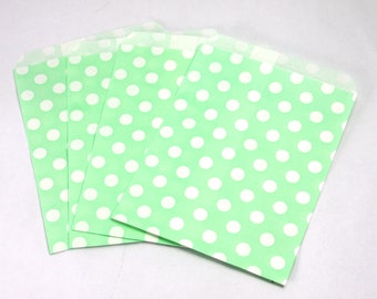 12 Gift Bags Mint Dots Dotted Paper Bags