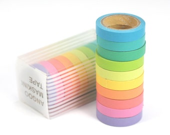 0.14 EUR/1m 10er Washi Masking Tape Klebeband bunt