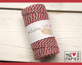 0.09 EUR/1m Bakers Twine Rot/Grau Rolle Kordel