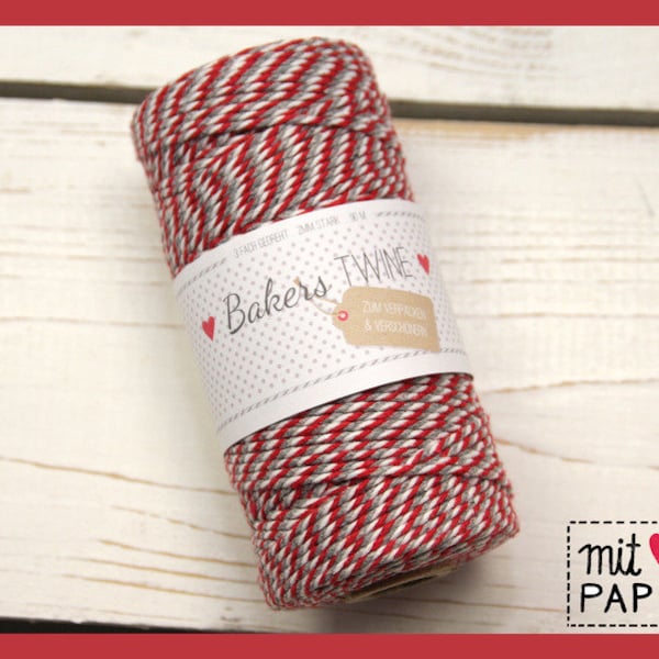 0.09 EUR/1 m Bakers Twine Red/Grey Roll Cordon