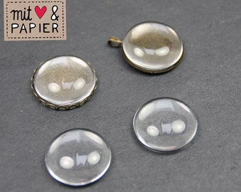 4 x Glascabochons 25mm Groß klar Cabochons