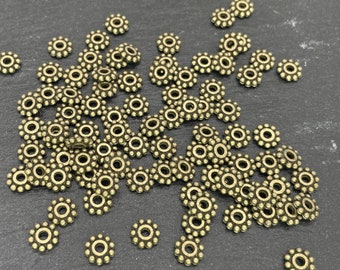 10 metal beads spacer flowers bronze colored 6 mm