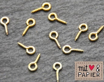 30 screw eyelets gold-coloured 8 x 4 mm