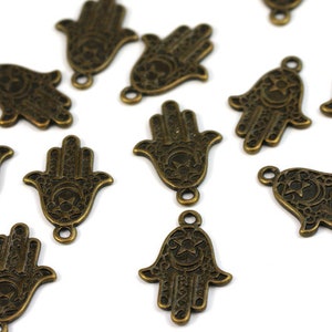 4 x Hamsa Hand bronsfärgade händer hängen bild 2