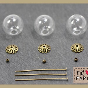 3 Hohlperlen 16mm DIY Deckel SET2 bronzefarben Bild 2