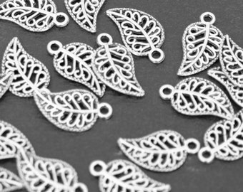 10 x feuilles de filigrane antiques pendentif argent