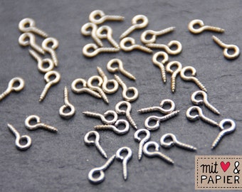 30 screw eyelets silver coloured 8 x 4 mm