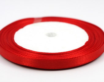 0.09 EUR/1 m - satin ribbon on roll 22.5 m 6 mm wide red