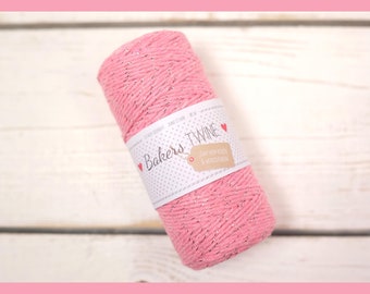 0.09 EUR/1m Bakers Twine rosa silberfarben 90m