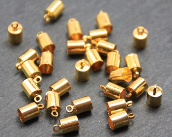 6 x Antik Endkappen für Bänder 5.5mm goldfarben