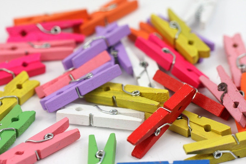24 x Colorful Mini Clothespins Wood MIX 2
