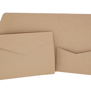Invitación de boda plegable de bolsillo B6 Papel Kraft Tarjeta doblada Landing Papel Kraft