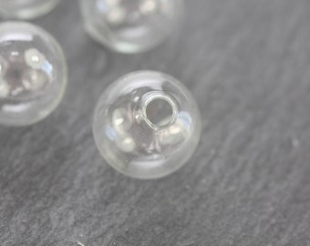 12 x Hollow beads 18 mm 1-hole clear glass bead NEW