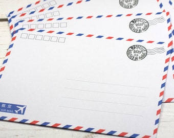 3 x Envelopes de Papel Kraft B6 para Correio Aéreo Vintage