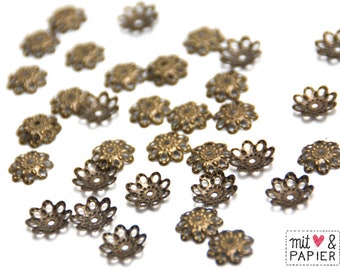 50 x Antik Perlenkappen 10mm bronzefarben