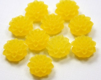 10 x Cabochons 15mm Chrysanthemen Dahlien Gelb