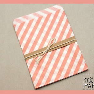 12 x sacchetti regalo sacchetti di carta a righe salmone