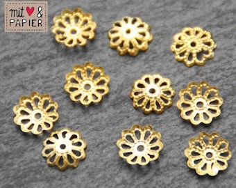 50 x Perlenkappen 9mm Vintage goldfarben