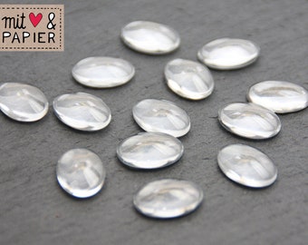 10 x glass cabochons 14 x 10 mm clear cabochons