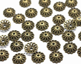 20 x tappi di perle antiche 12 mm bronzo