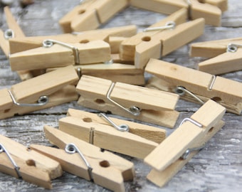 24 x natural clothespins wood natural XL 35x7x10mm