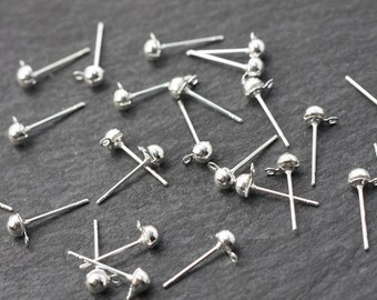 20 x Ohrstecker Öse 4x15x1mm silberfarben