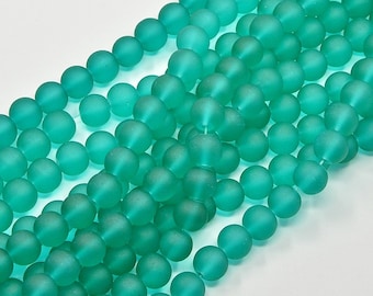 50 x glass beads frosted - 8 mm turquoise