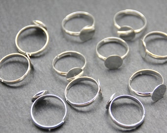 4 Ringrohlinge silberfarben 17mm Klebefläche Ring