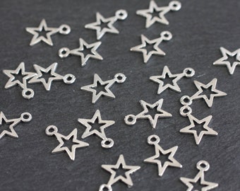 10 x Stern Anhänger Star silberfarben Sternen NEU