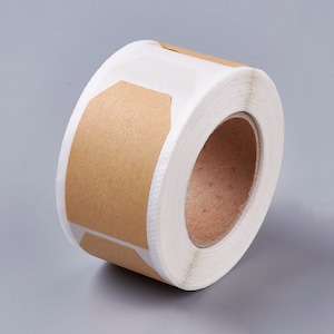 Tag Pendentif Kraft Paper Autocollant sur rouleau 300 pcs - 30 x 50 mm taille ronde TAPE Autocollant