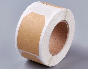 Tag Anhänger Kraft-Papier Aufkleber auf Rolle 300 Stück - 30x50mm rund Größe TAPE Sticker