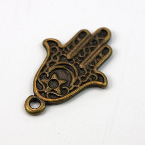 4 x Hamsa Hand bronsfärgade händer hängen bild 1