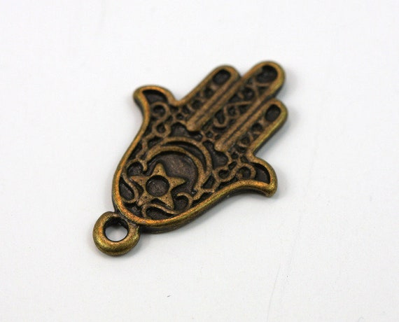 4 x Hamsa Hand bronzefarben Hände Anhänger