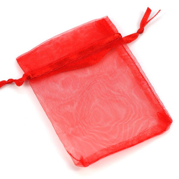 10 x Organza Säckchen rot  7x9cm