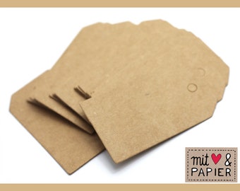 20 Kraftpapier Mini Anhänger 3x5cm eckig kraft