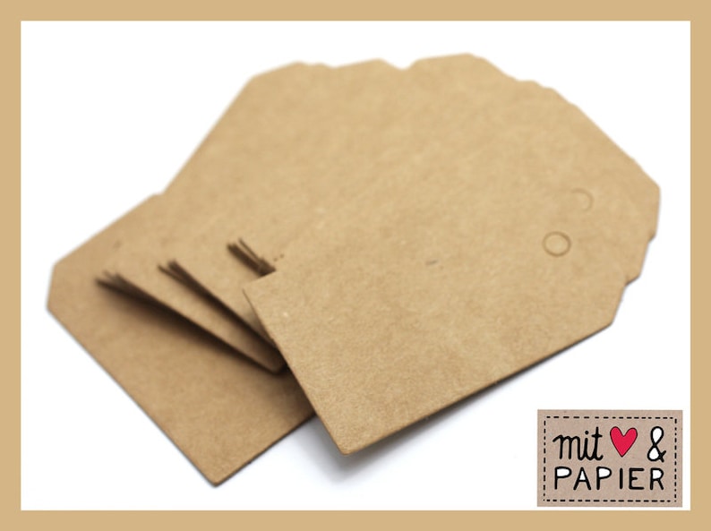 20 Kraftpapier Mini Anhänger 3x5cm eckig kraft Bild 1